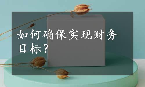 如何确保实现财务目标？