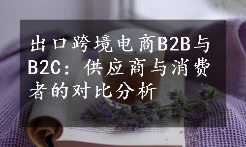 出口跨境电商B2B与B2C：供应商与消费者的对比分析