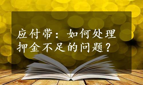 应付带：如何处理押金不足的问题？