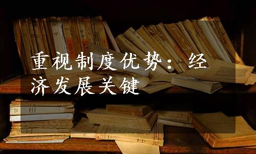 重视制度优势：经济发展关键