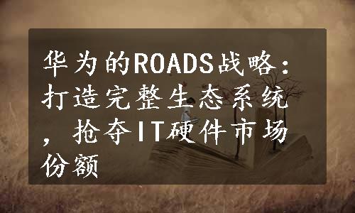 华为的ROADS战略：打造完整生态系统，抢夺IT硬件市场份额