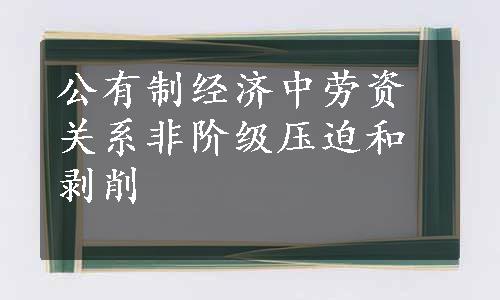 公有制经济中劳资关系非阶级压迫和剥削