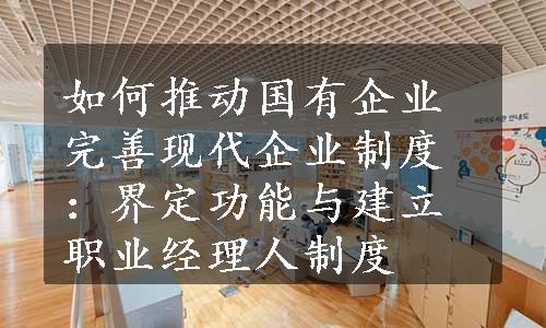 如何推动国有企业完善现代企业制度：界定功能与建立职业经理人制度