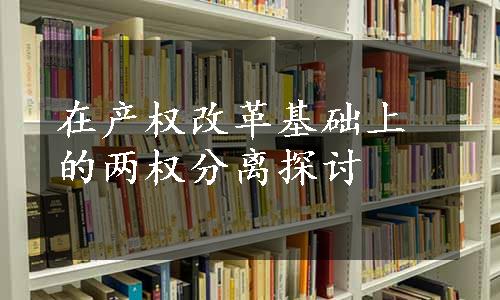 在产权改革基础上的两权分离探讨