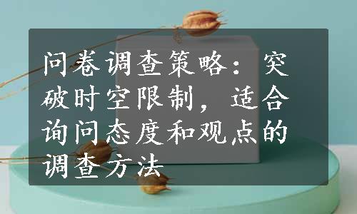 问卷调查策略：突破时空限制，适合询问态度和观点的调查方法