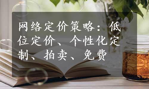 网络定价策略：低位定价、个性化定制、拍卖、免费