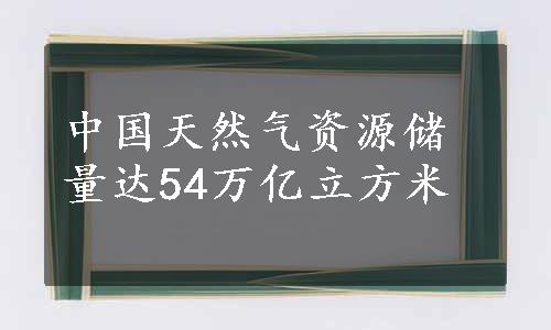 中国天然气资源储量达54万亿立方米