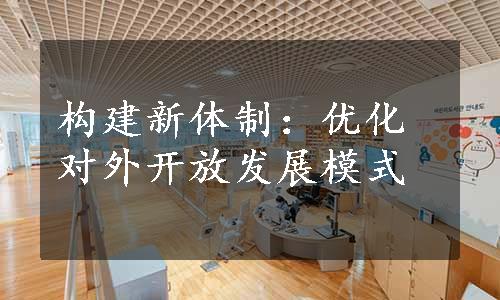 构建新体制：优化对外开放发展模式