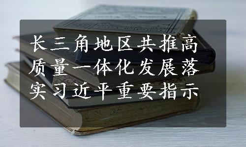 长三角地区共推高质量一体化发展落实习近平重要指示