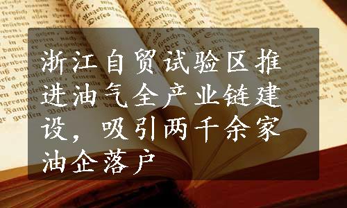 浙江自贸试验区推进油气全产业链建设，吸引两千余家油企落户