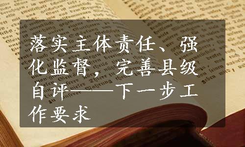 落实主体责任、强化监督，完善县级自评——下一步工作要求