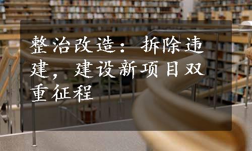 整治改造：拆除违建，建设新项目双重征程