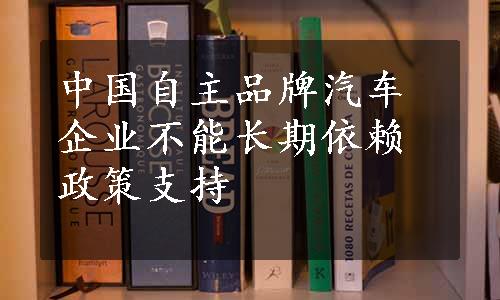 中国自主品牌汽车企业不能长期依赖政策支持