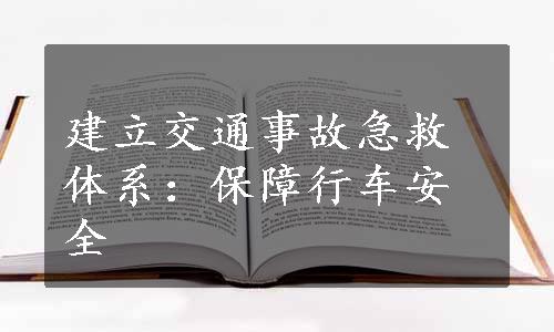 建立交通事故急救体系：保障行车安全