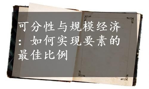 可分性与规模经济：如何实现要素的最佳比例