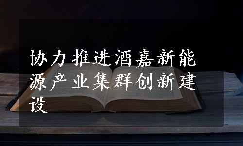 协力推进酒嘉新能源产业集群创新建设
