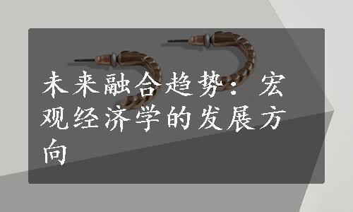 未来融合趋势：宏观经济学的发展方向