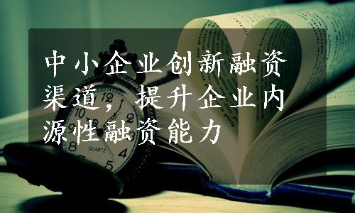 中小企业创新融资渠道，提升企业内源性融资能力