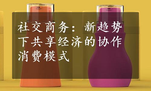 社交商务：新趋势下共享经济的协作消费模式