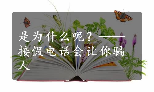 是为什么呢？——接假电话会让你骗人