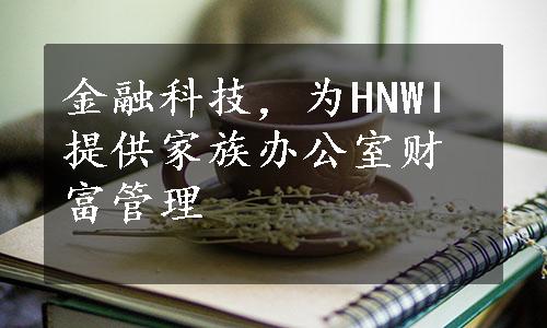 金融科技，为HNWI提供家族办公室财富管理