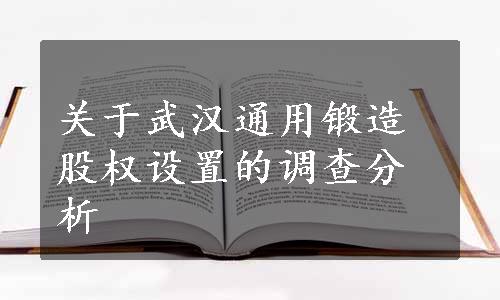 关于武汉通用锻造股权设置的调查分析