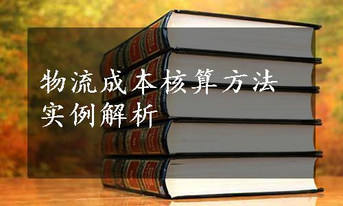 物流成本核算方法实例解析