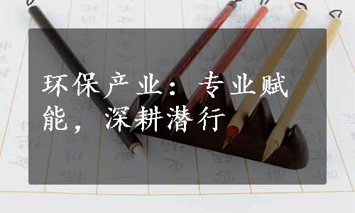 环保产业：专业赋能，深耕潜行