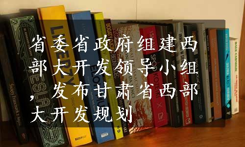 省委省政府组建西部大开发领导小组，发布甘肃省西部大开发规划