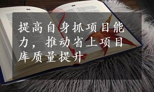 提高自身抓项目能力，推动省上项目库质量提升