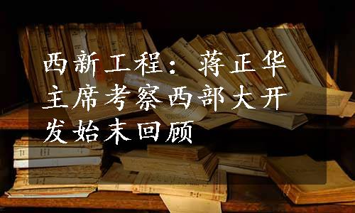 西新工程：蒋正华主席考察西部大开发始末回顾