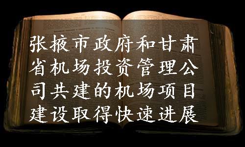 张掖市政府和甘肃省机场投资管理公司共建的机场项目建设取得快速进展