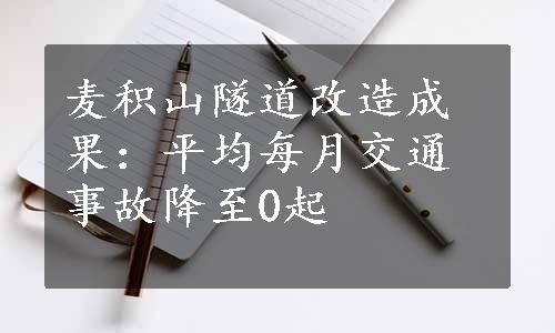 麦积山隧道改造成果：平均每月交通事故降至0起