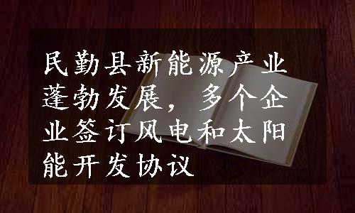 民勤县新能源产业蓬勃发展，多个企业签订风电和太阳能开发协议