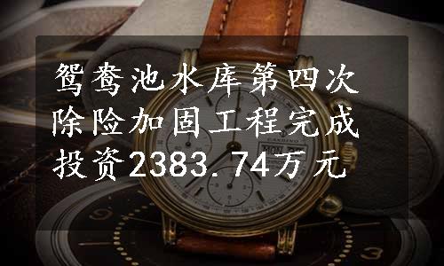 鸳鸯池水库第四次除险加固工程完成投资2383.74万元