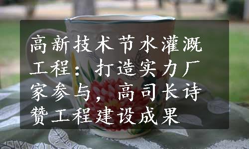 高新技术节水灌溉工程：打造实力厂家参与，高司长诗赞工程建设成果