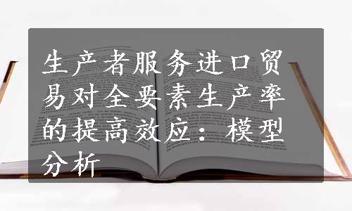 生产者服务进口贸易对全要素生产率的提高效应：模型分析