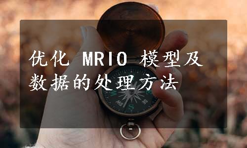 优化 MRIO 模型及数据的处理方法