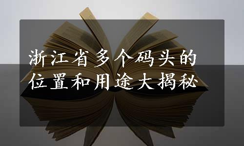 浙江省多个码头的位置和用途大揭秘