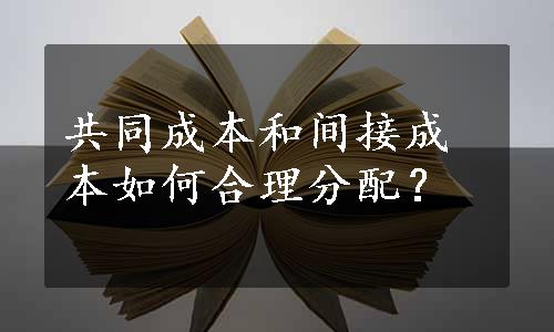 共同成本和间接成本如何合理分配？