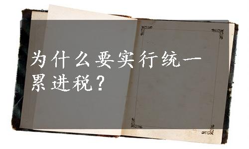 为什么要实行统一累进税？