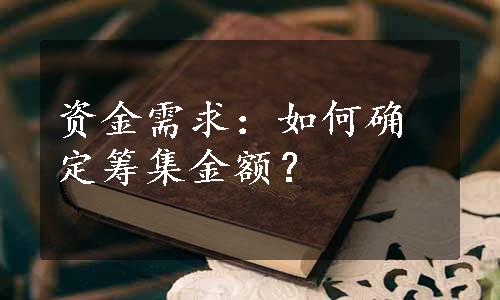 资金需求：如何确定筹集金额？