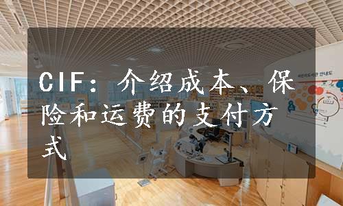 CIF：介绍成本、保险和运费的支付方式