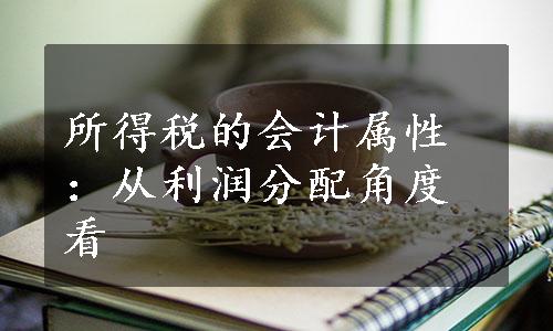 所得税的会计属性：从利润分配角度看