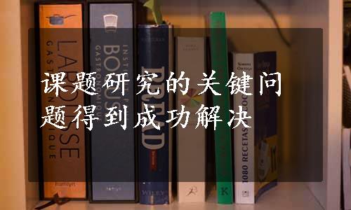 课题研究的关键问题得到成功解决