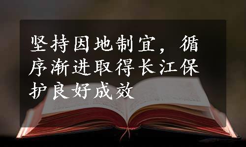 坚持因地制宜，循序渐进取得长江保护良好成效