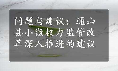 问题与建议：通山县小微权力监管改革深入推进的建议