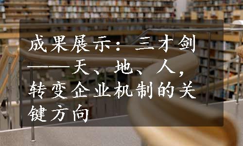 成果展示：三才剑——天、地、人，转变企业机制的关键方向