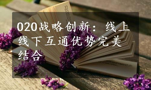 O2O战略创新：线上线下互通优势完美结合