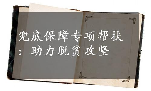 兜底保障专项帮扶：助力脱贫攻坚